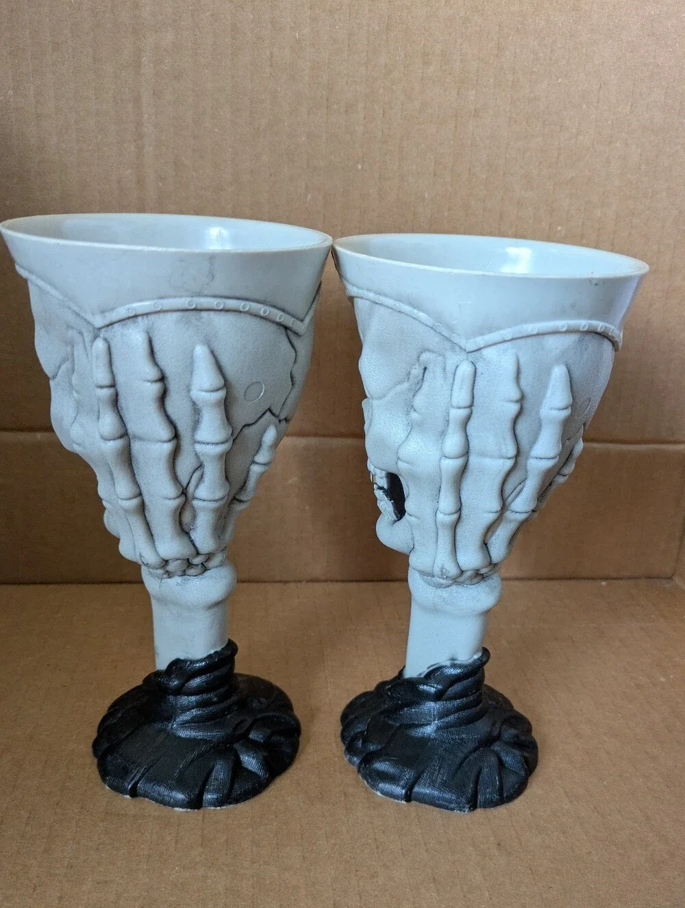 Skull Goblets Wine Glasses Set White and Black Gothic Chalices